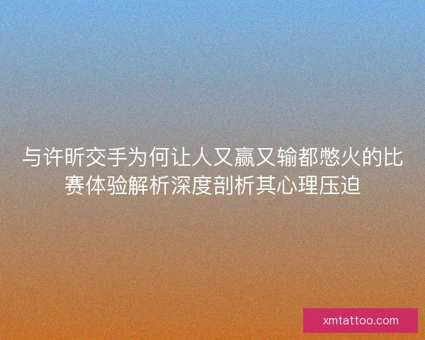与许昕交手为何让人又赢又输都憋火的比赛体验解析深度剖析其心理压迫
